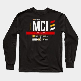 Vintage Kansas City MCI Airport Code Travel Day Retro Air Travel Long Sleeve T-Shirt